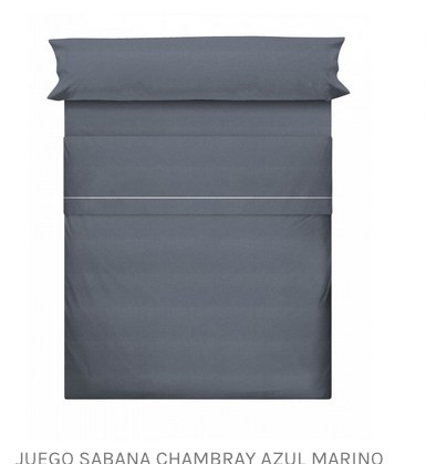 Juego sábana Chambray azul marino en Colchonería Mediavilla Avilés