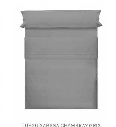 Juego sábana Chambray gris en Colchonería Mediavilla Avilés